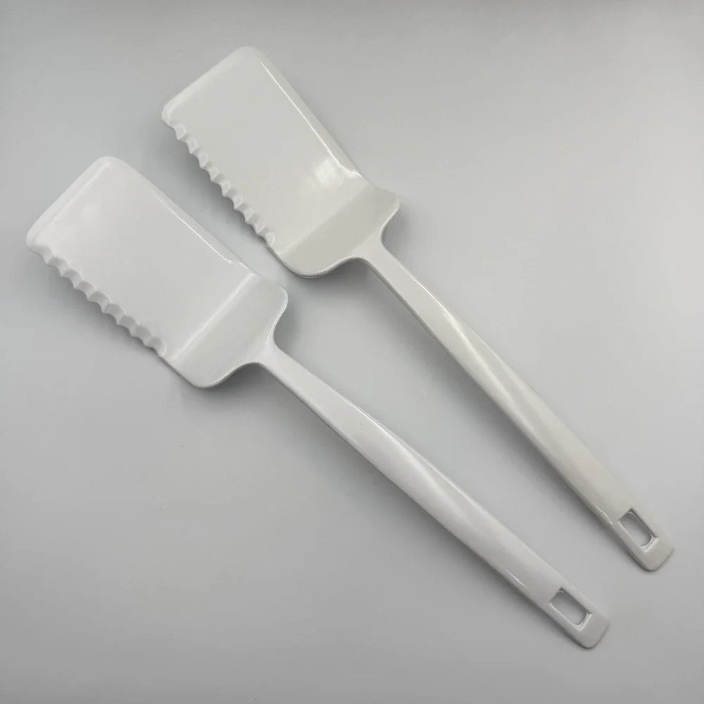 (2) Vintage COPCO White Melamine Serrated Spatula Turner Cooking Serving Utensil